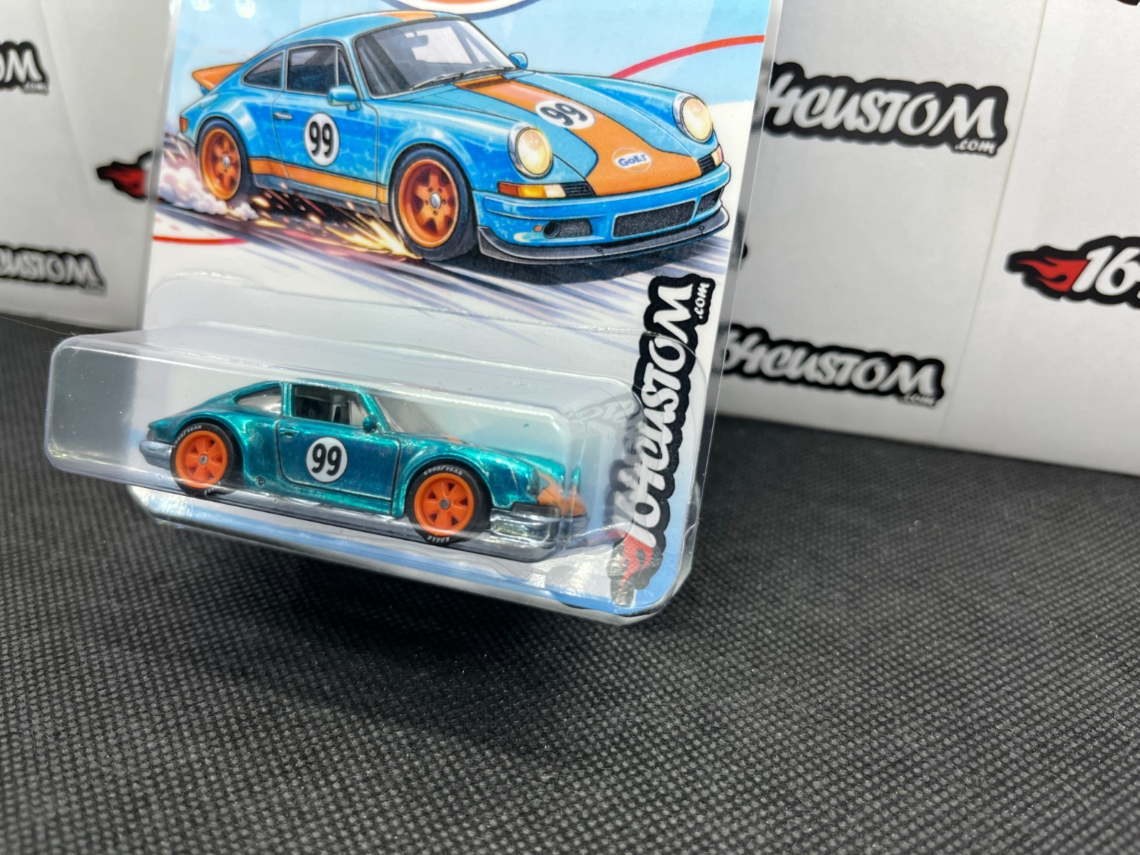 Hot Wheels Porsche 911 Gulf Racing – Custom PATINA spectraflame aqua – LOOK