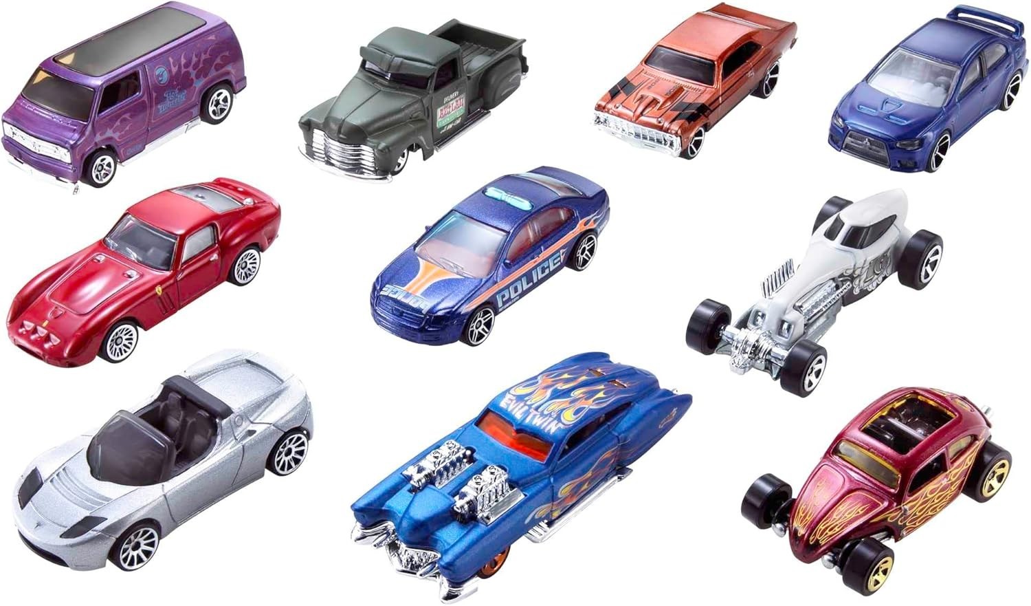 Hot Wheels 10-Pack Metal Toy Cars 1:64 Scale Collectible Playset for Kids