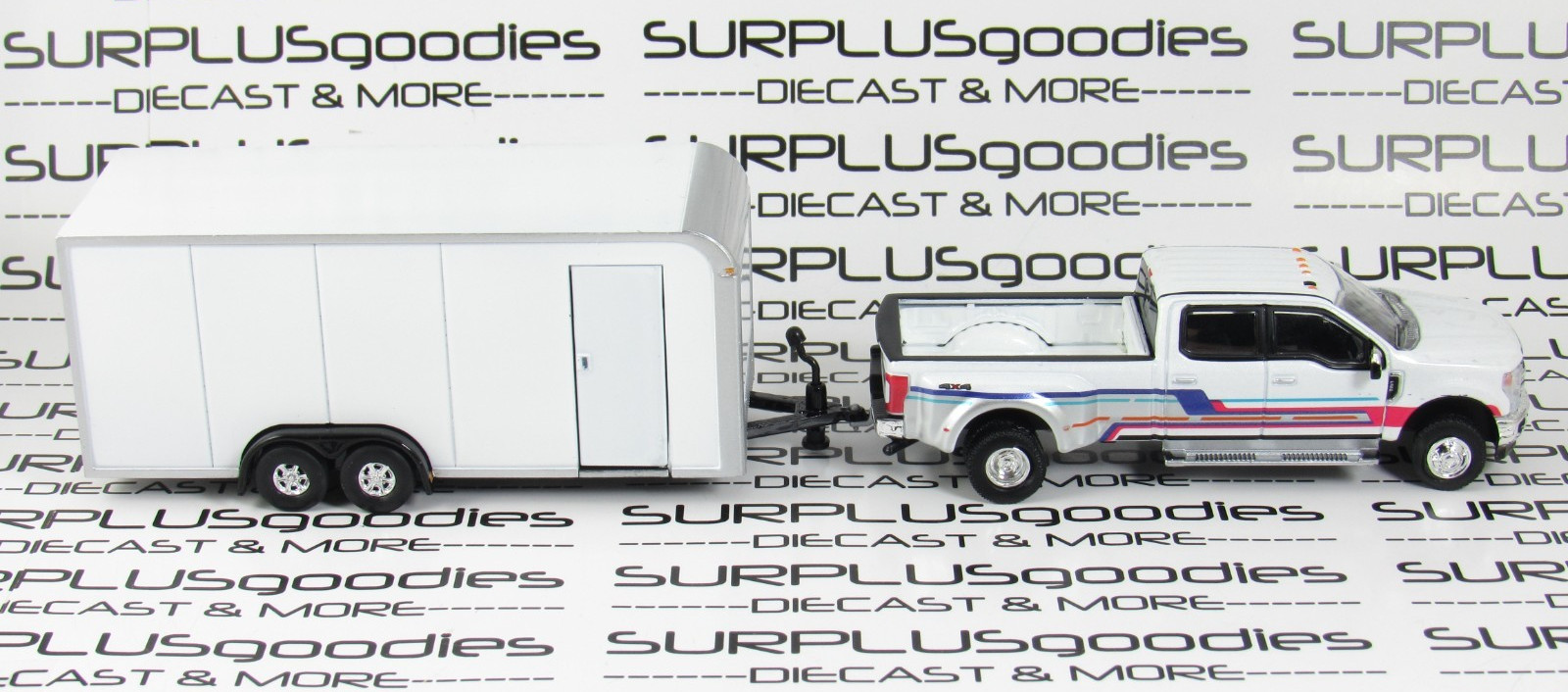Greenlight LOOSE 2019 FORD F350 LARIAT Dually Pickup w/White Enclosed Trailer
