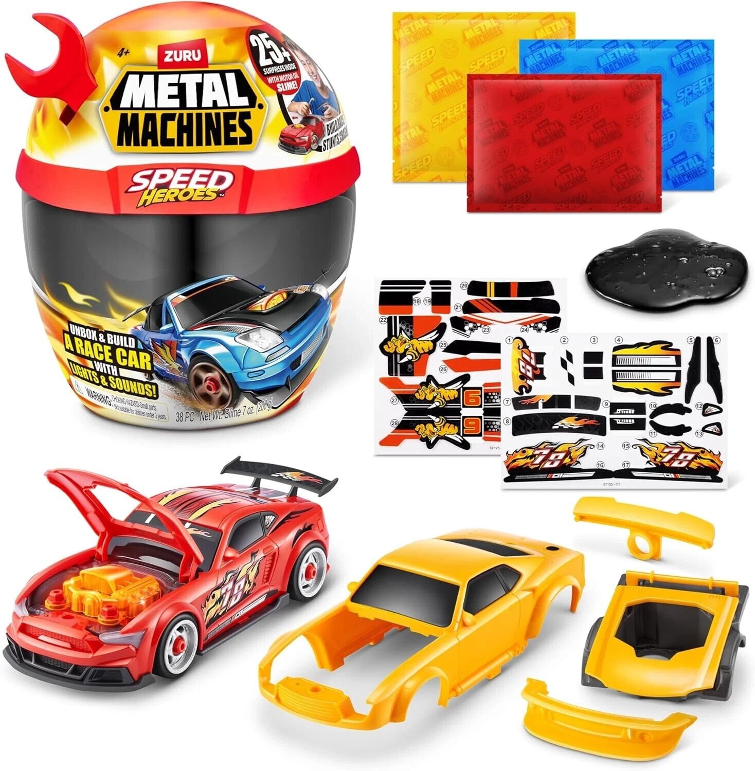 Metal Machines Speed Heroes Red Zuru 20+ Surprises Build Your Car 2 new