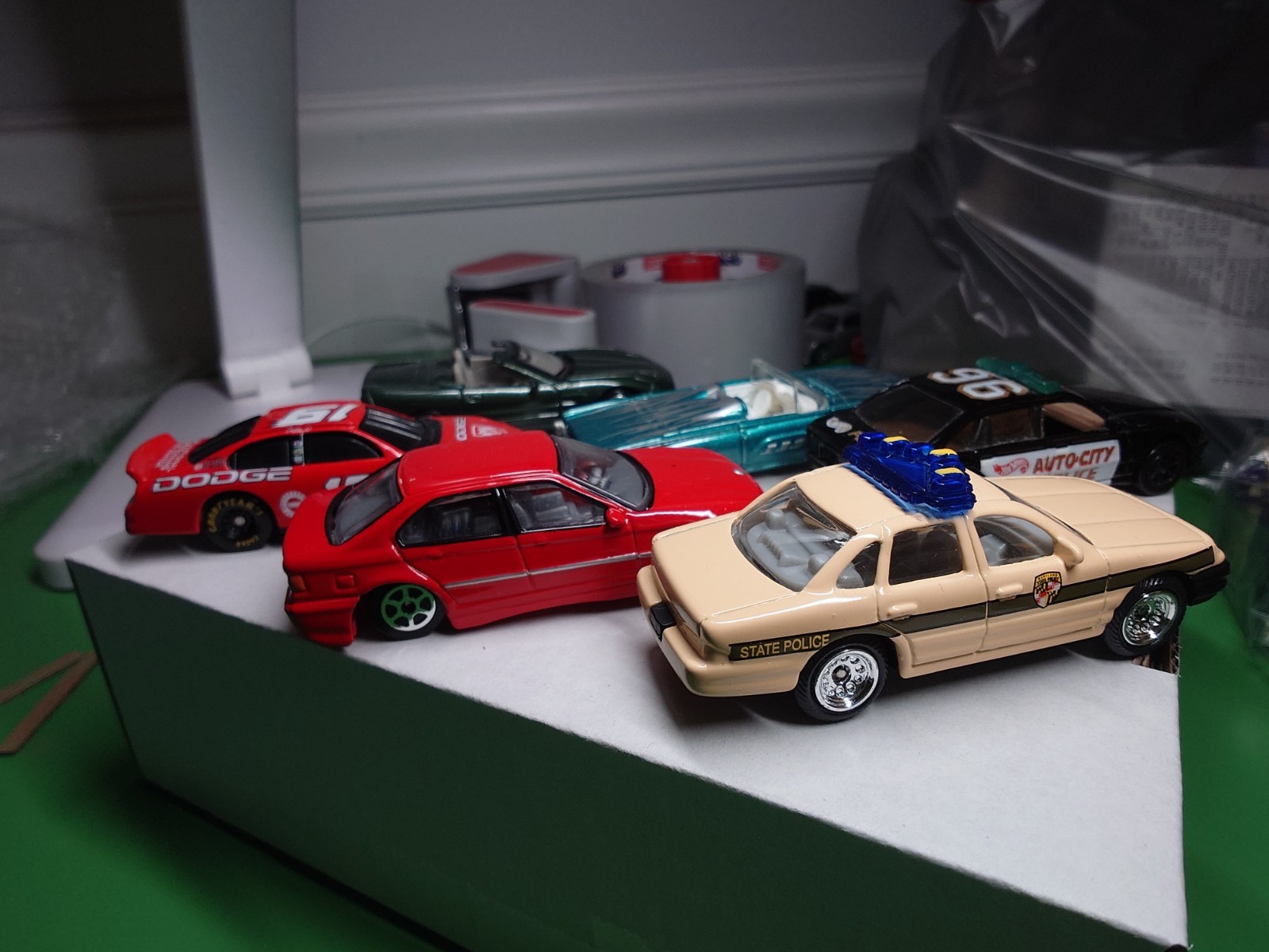 Lot Of 6 Nice Hot Wheels And Other Brand Diecast Cars, Thunderbird, Police, Bmw
