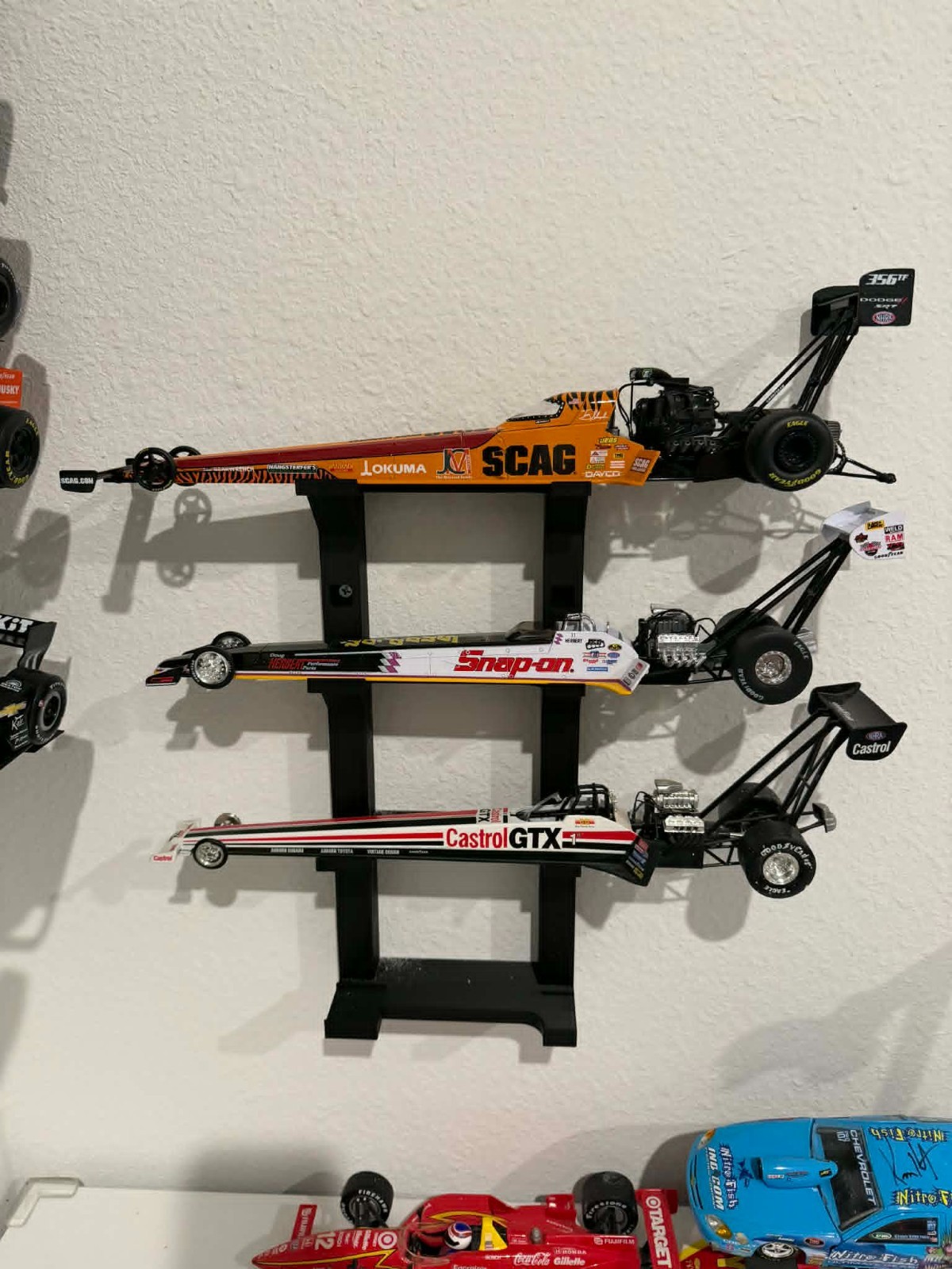 4 Tier Top Fuel 1:24 Diecast Display Wall Mount Stand NHRA Dragster (STAND ONLY)