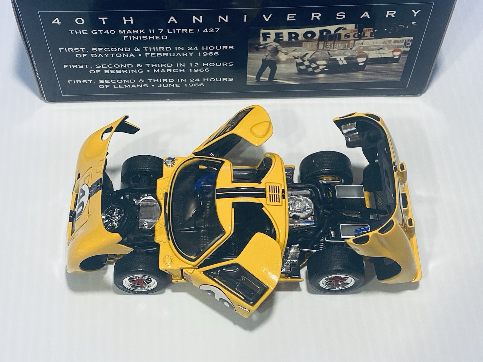 Wix 1966 Ford GT40 + Box & COA +5 Am. Diorama Race Day Figures + Custom Display