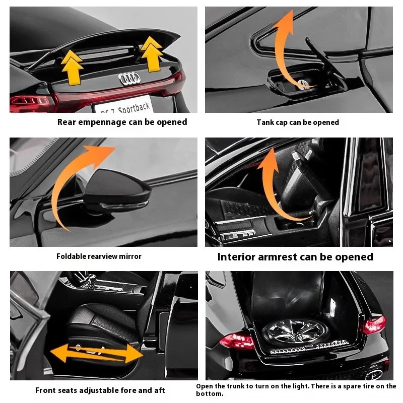1:18 AUDI RS7 Sportback Key Version Diecast Car Model Sound Light Kid’s Gift