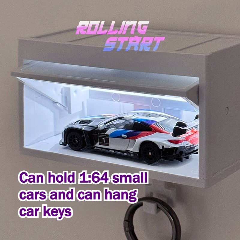 Diorama 1/64 Motion-Activated Light Diecast Garage Model Key Holder Car Key Rack