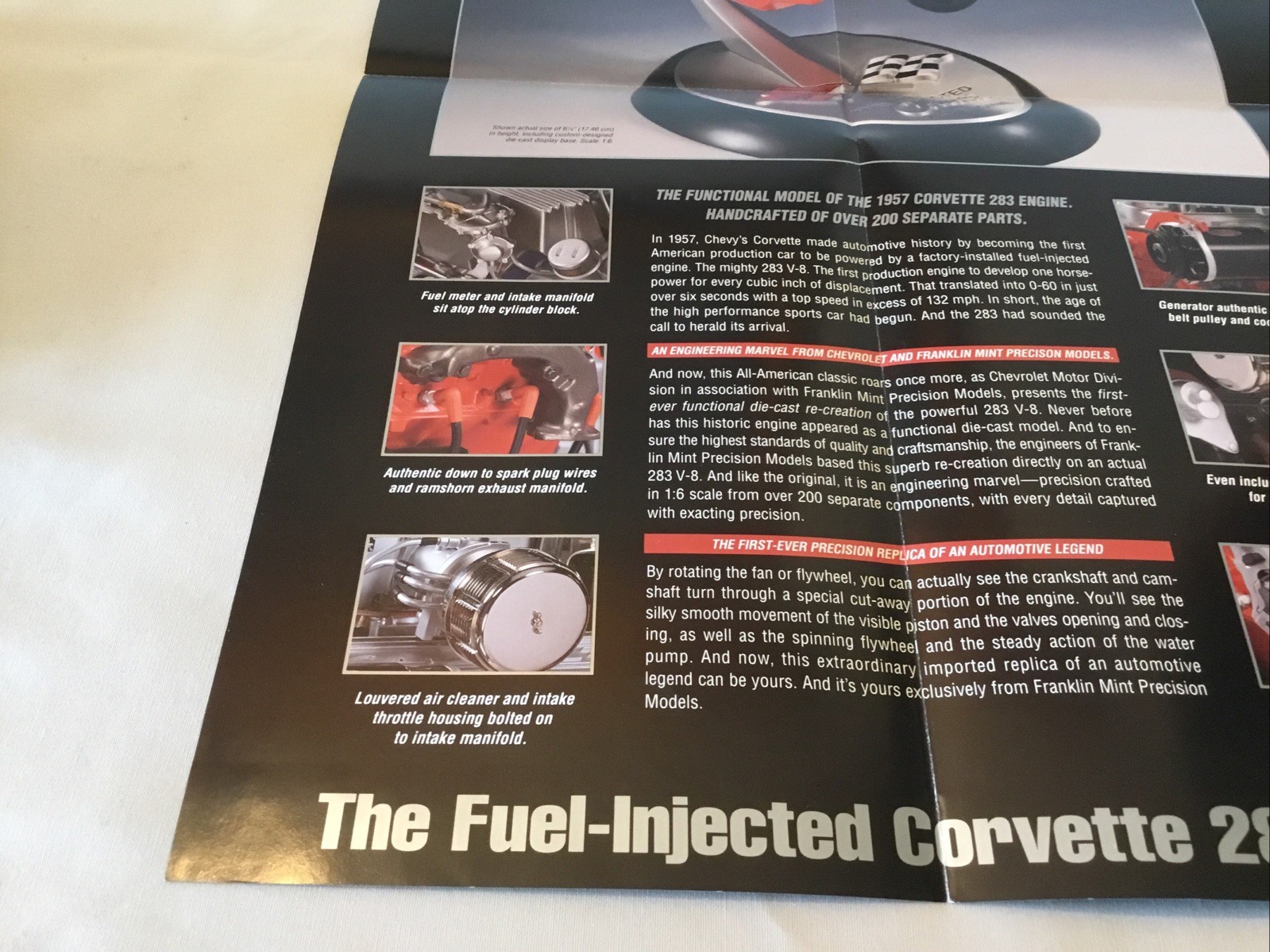 Franklin Mint Fuel Injected Corvette 283 Engine Brochure Paperwork Only 1:24