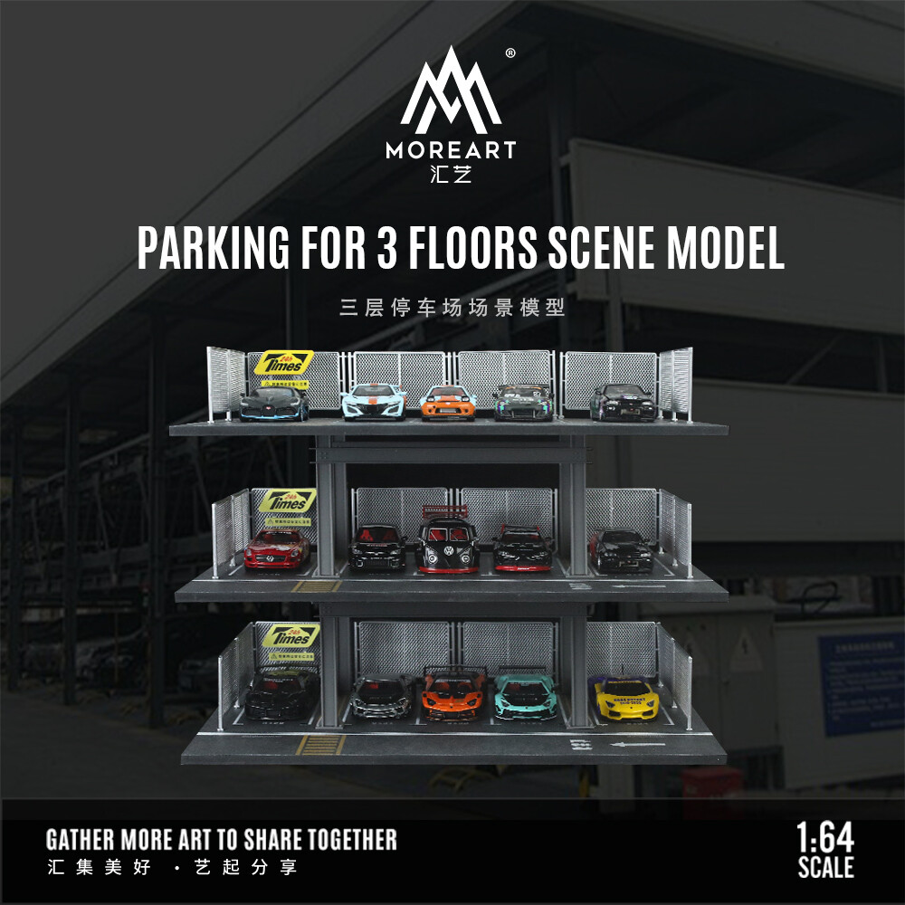 1/64 Diorama Car Garage Model City Street Parking Lot Scene Display Case Toy US
