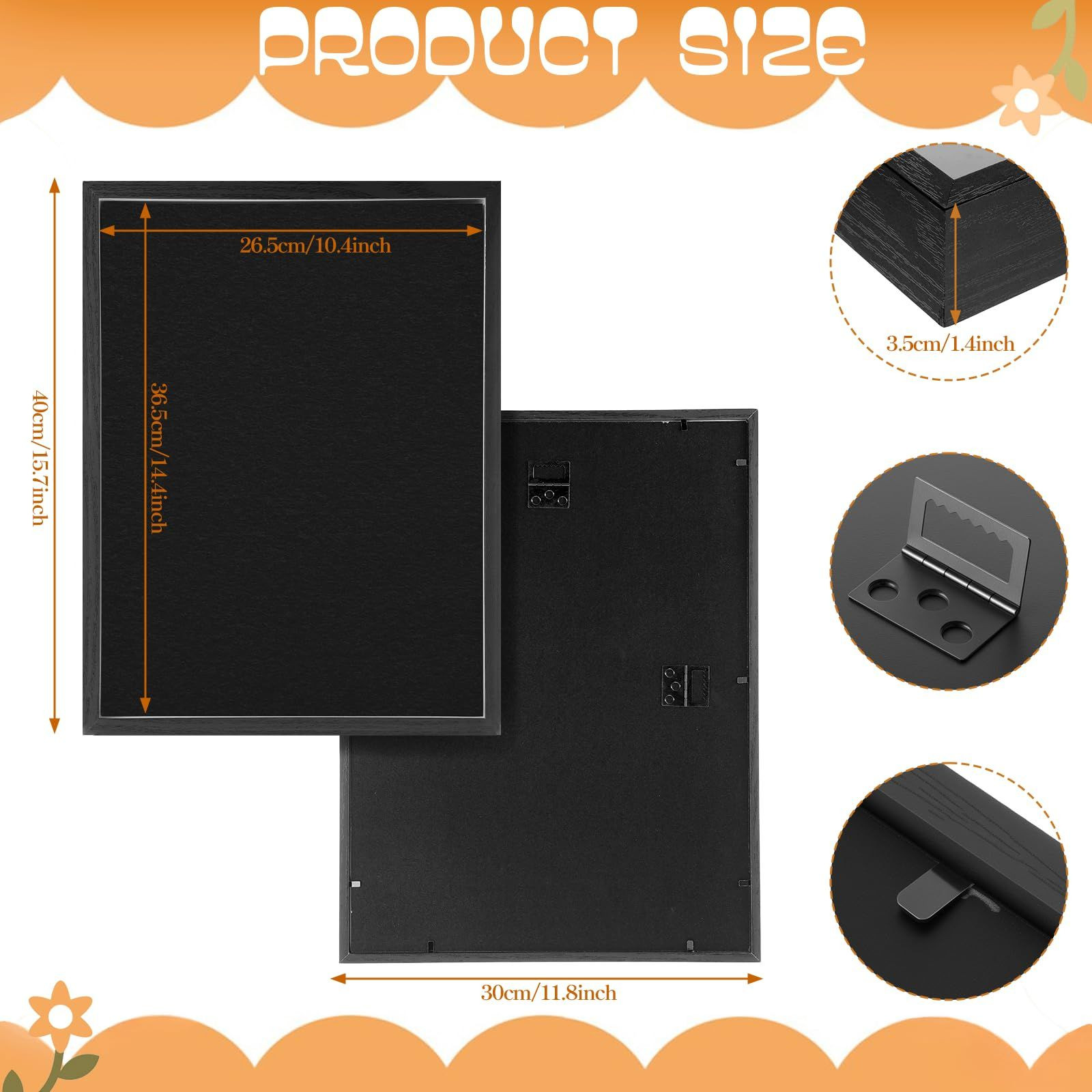 15.7 x 11.8” Pin Display Case Enamel x 11.8 inches, Black