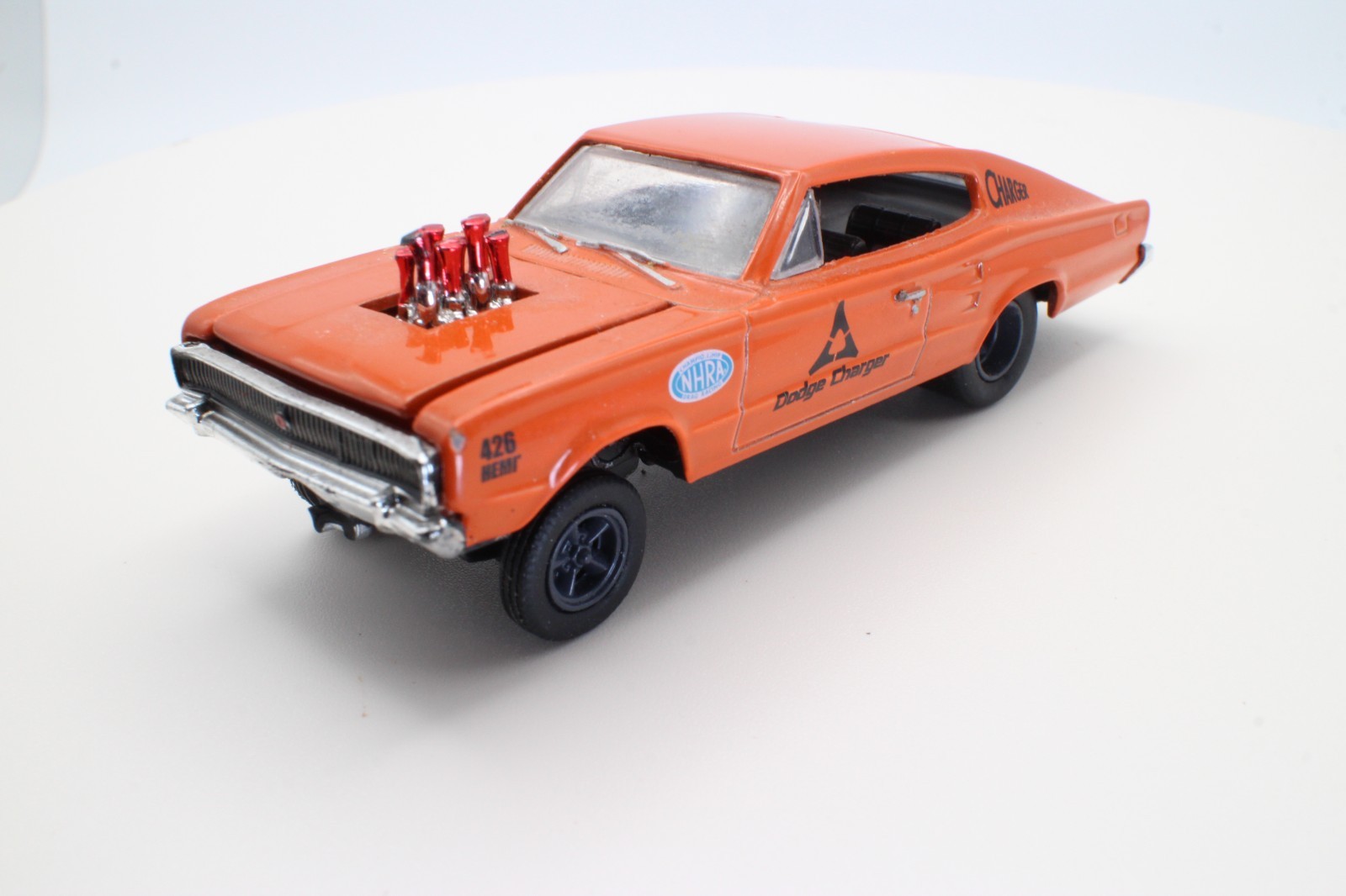 M2 Machines 1966 Dodge Charger Gasser Orange NHRA Model Kit Loose Rubber Tires