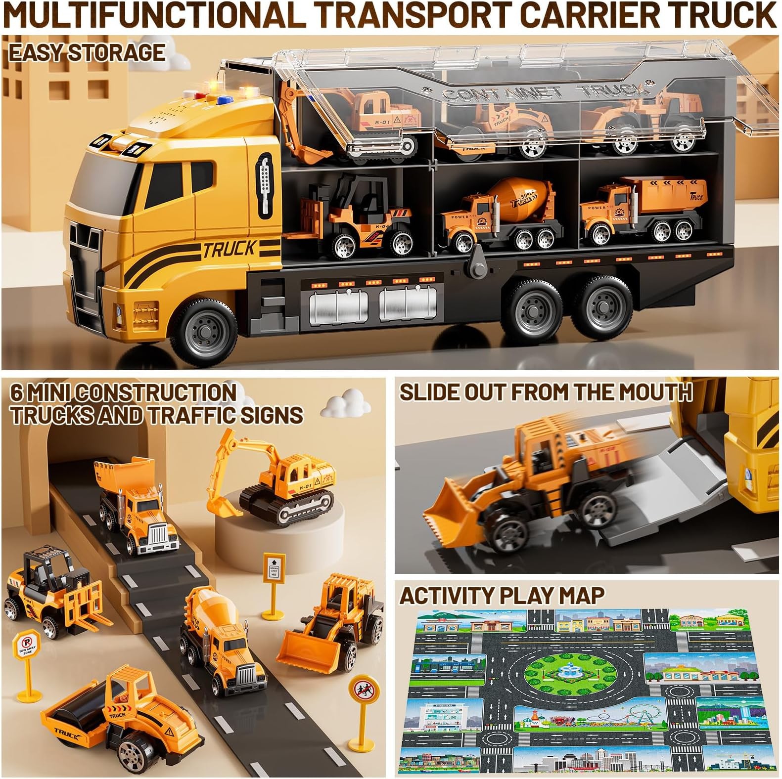 Carrier Truck Toddlers Toys for 3 4 5 6 7 Years Old Boys, Toy Truck Transport…