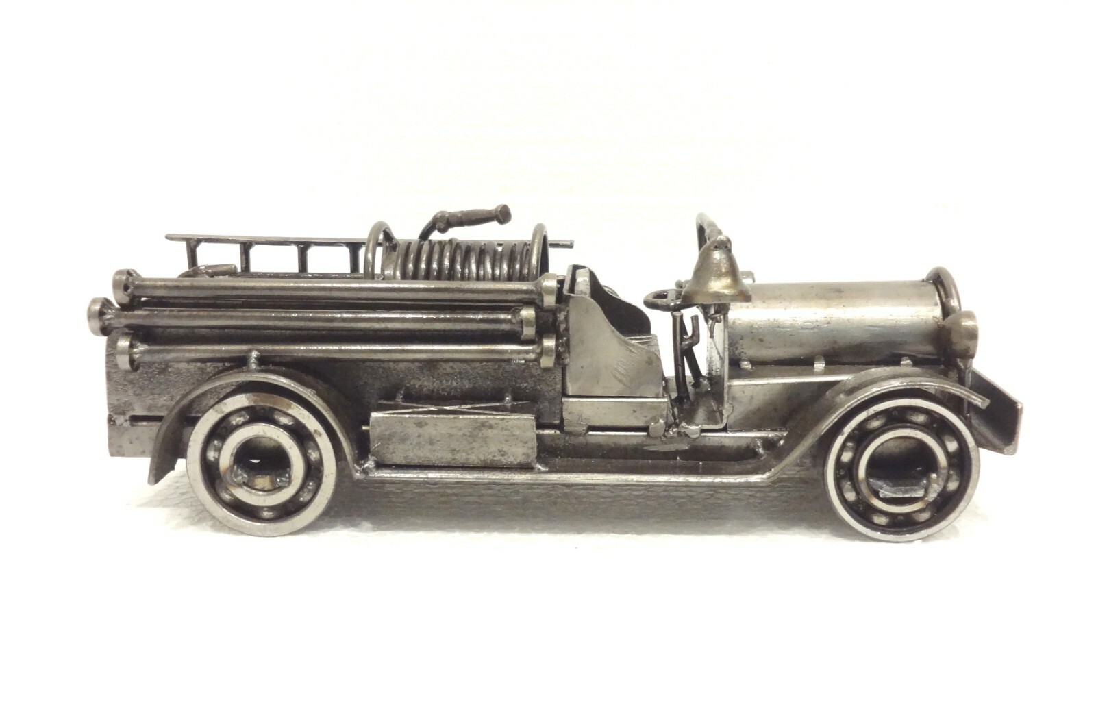 SUPERB SIGNED FIRE TRUCK MASSIVE RECYCLED METAL SCULPTURE STEAMPUNK JUNK ART SEE