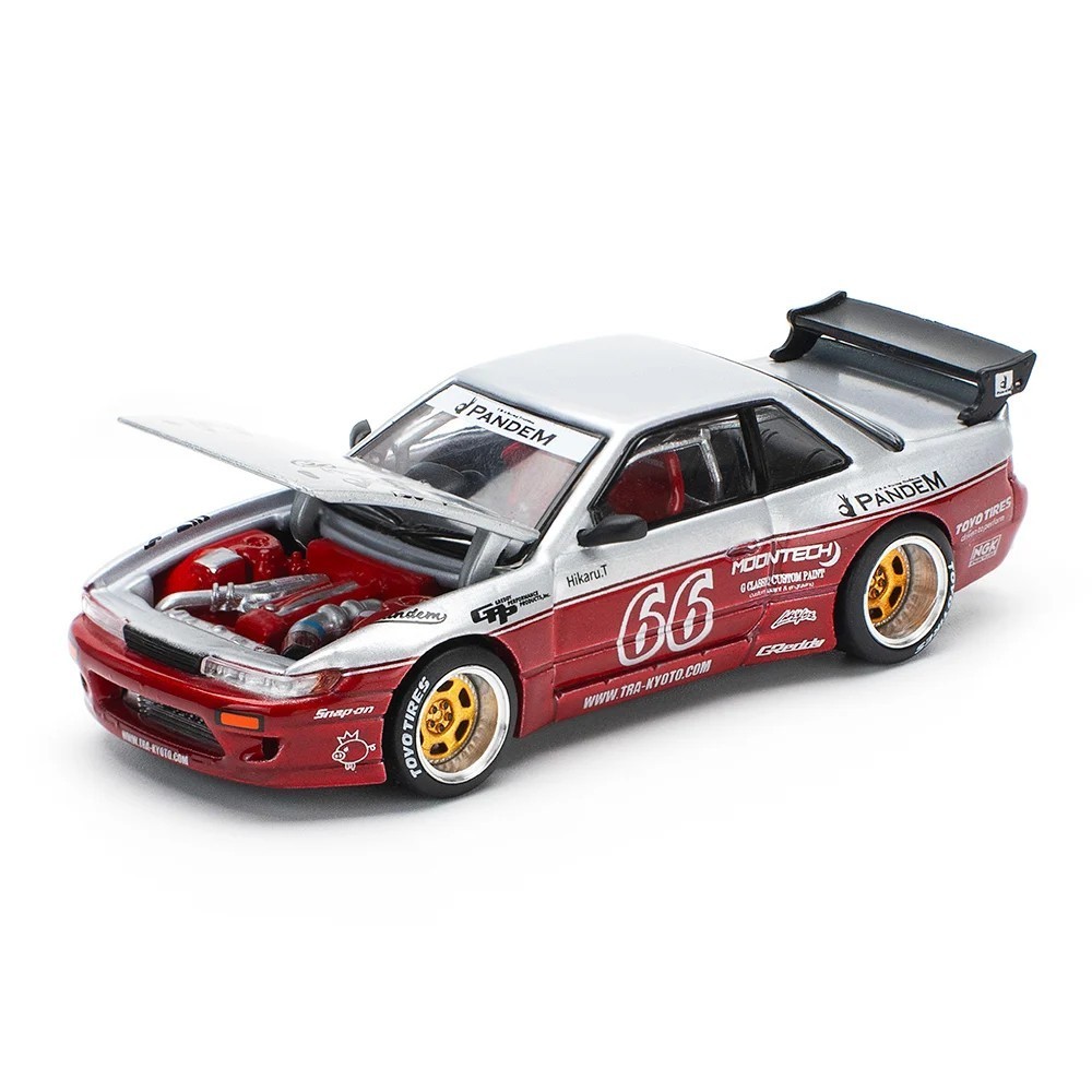 Pop Race 1:64 Nissan Silvia S13 Pandem #66 Moontech Red Diecast Car PR640258