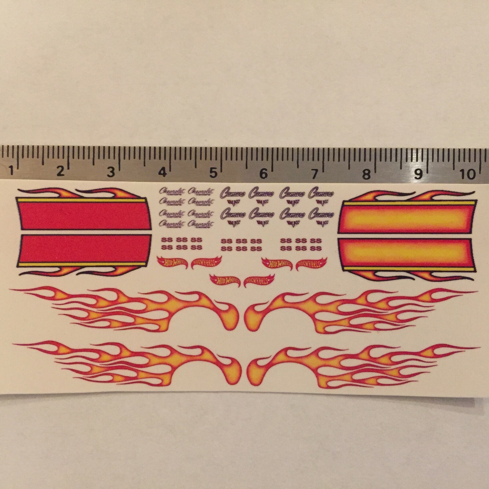 Clear 1:64 Waterslide Decal for 67 Camaro Red Flames