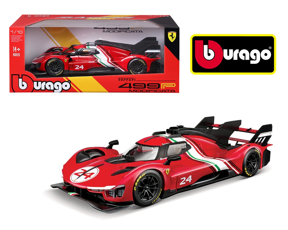 Bburago 1:18 Ferrari 499P Modificata #24 Red Model Car