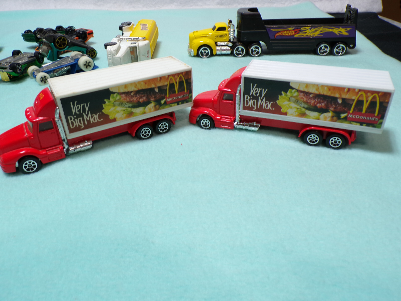Lot of 9 Vintage Hot Wheels 4 Semi Trucks & 5 Cars, See Photos Please