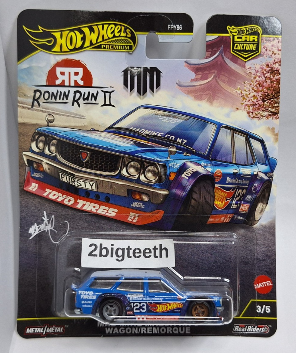 Hot Wheels Premium Ronin Run II Mad Mike Mazda RX-3 Wagon Remorque Real Riders