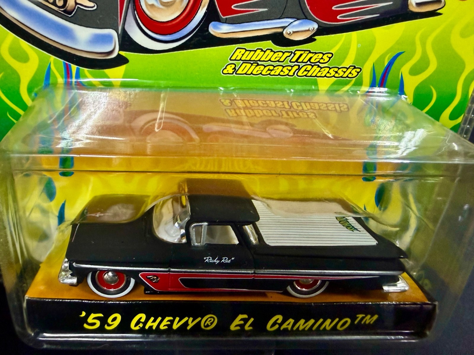 Jada 2002 1:64 Road Rats ’59 Chevy El Camino Low Rider Black w/Red Accents NIP