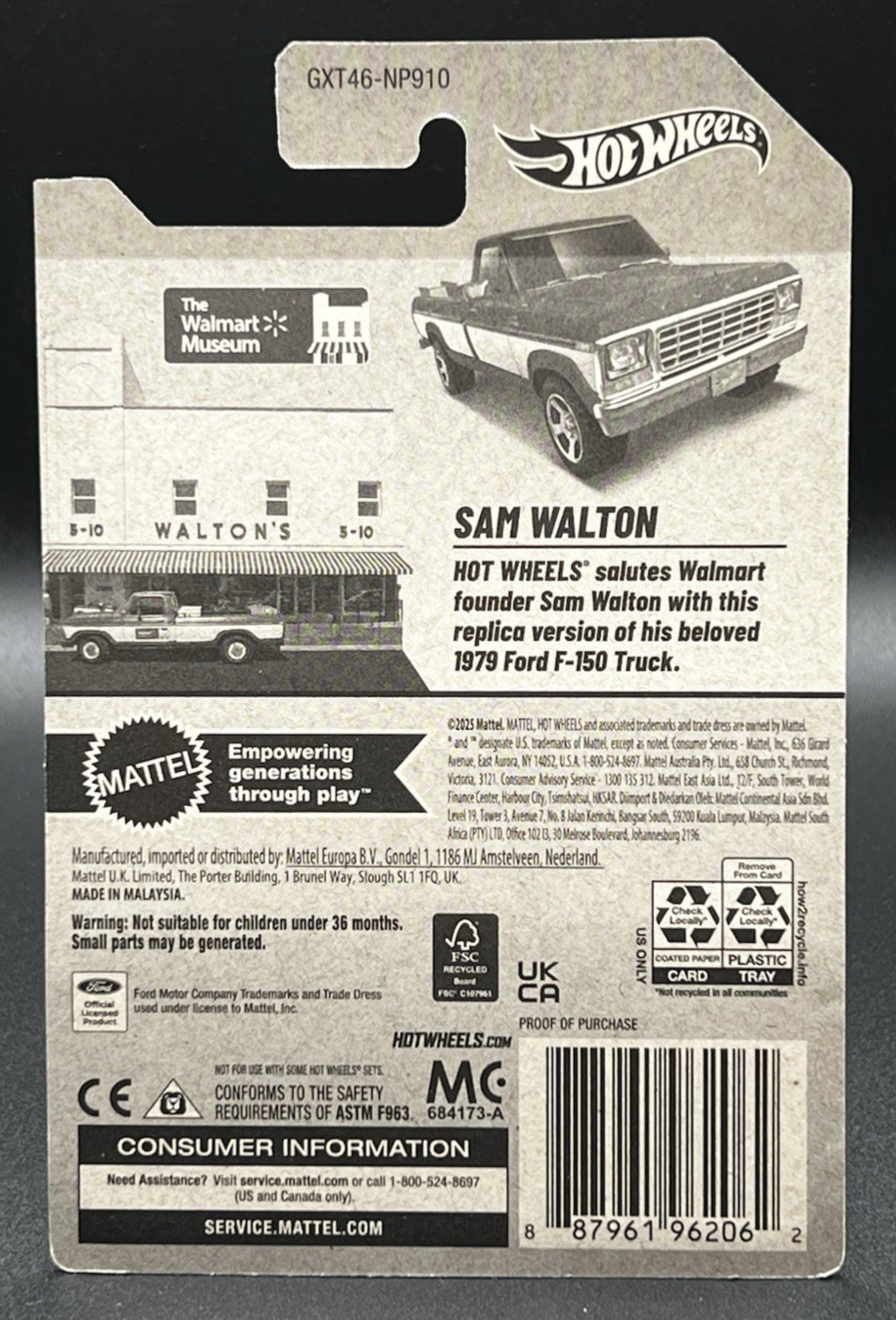 Hot Wheels 1979 Ford F-150 – Sam Walton Tribute Truck – Walton’s – Walmart