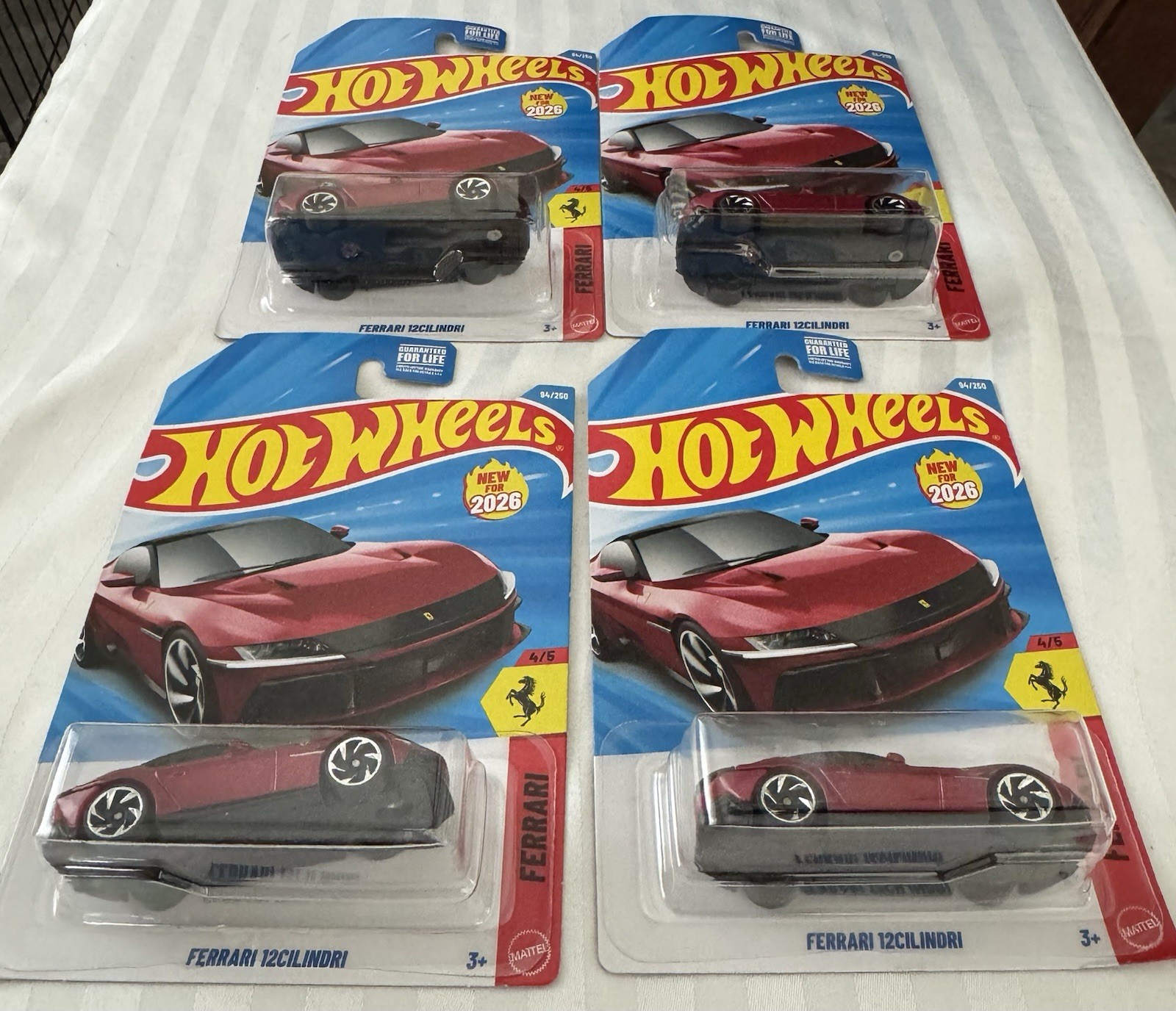 Hot Wheels New 2026 Ferrari Series #94 Ferrari 12Cilindri Dark Red Lot of 4