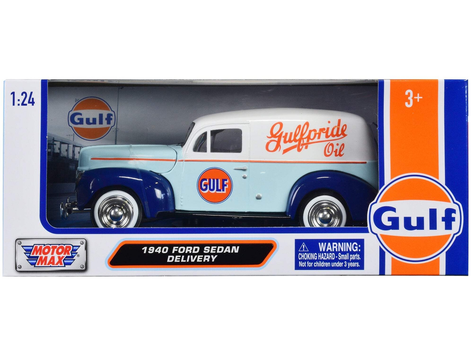 1940 Ford Sedan Delivery Light Blue and White “Gulf Oil-Gulfpride” “Gulf Die-Cas