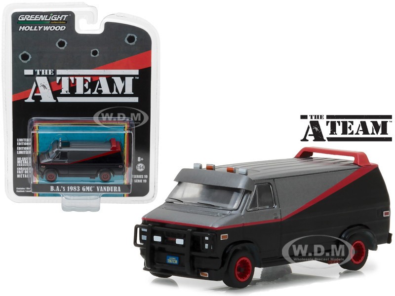 1983 GMC VANDURA VAN “A-TEAM” BLACK 1/64 DIECAST MODEL BY GREENLIGHT 44790 B