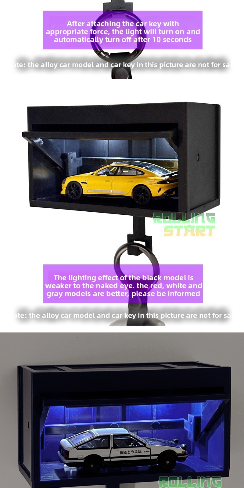 1:64 Diorama Induction Light Garage Model Key Holder Car Key Rack Display Model