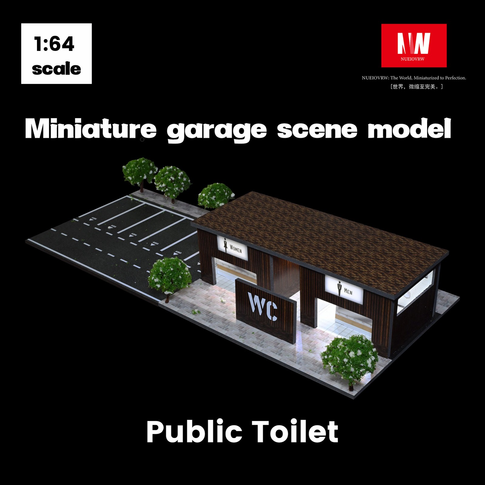 Diorama 1/64 Diecast Car Garage Model LED Street Toilet Building Scene Gifts US