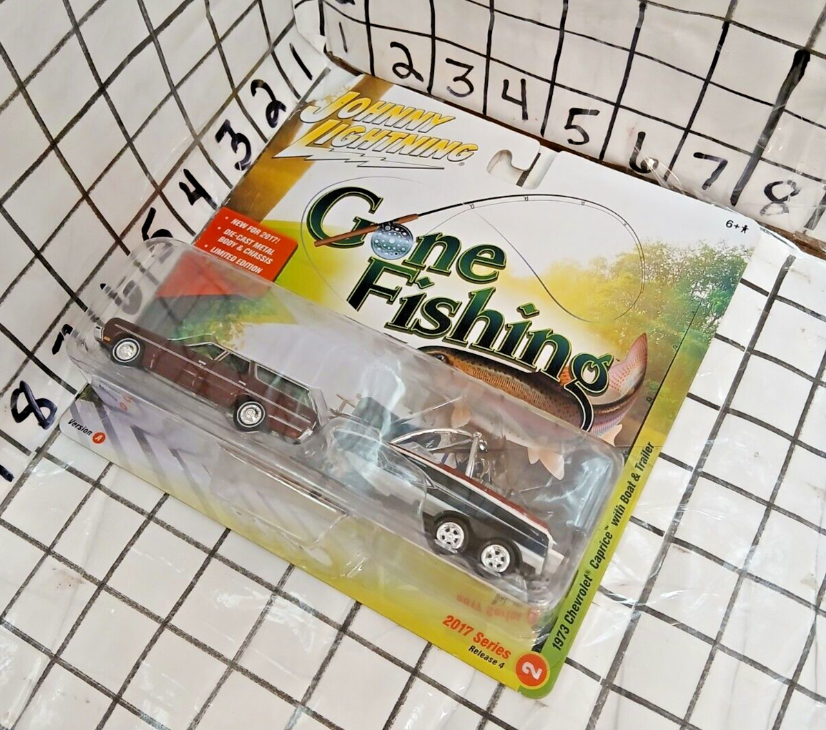 GONE FISHING 1973 CHEVY CAPRICE WAGON BOAT & TRAILER 2017 JOHNNY LIGHTNING SET