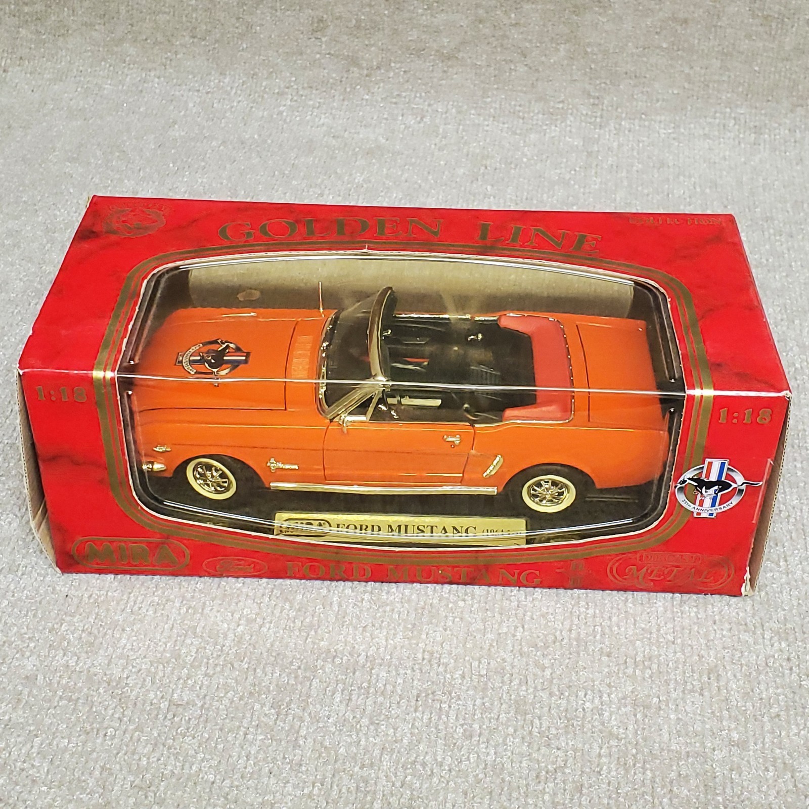 1964 1/2 Mira Golden Line Diecast Ford Mustang Convertible 1:18 NOS In Box