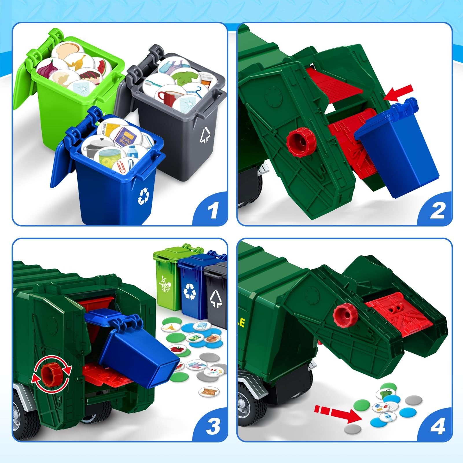 Kids Toys for 3 4 5 6 7 8 Years Old Boys, 15″ Large Garbage Truck Toy, Fricti…