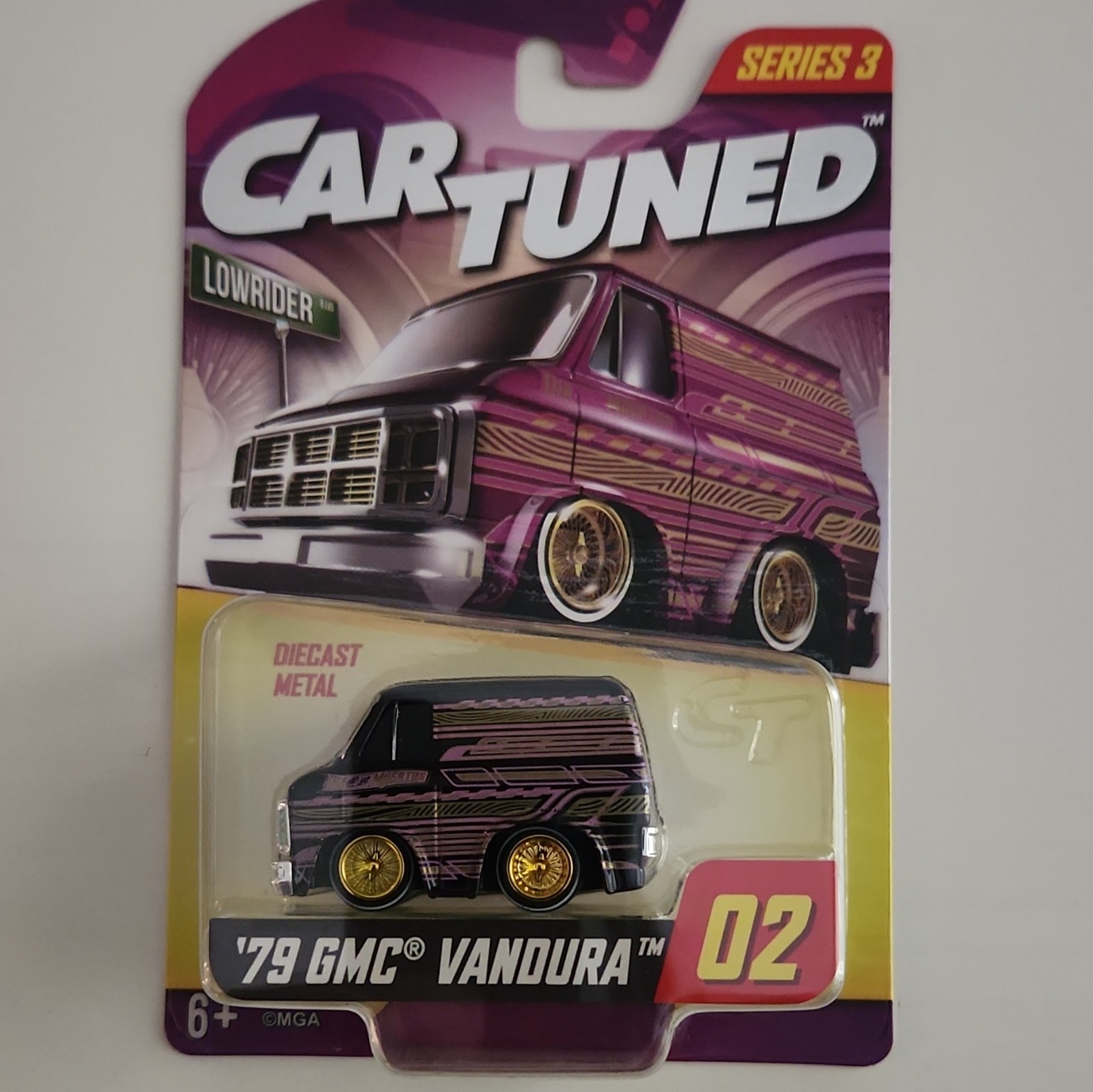 Car Tuned Series 3 Lowrider ’79 GMC Vandura Van Diecast Purple/Gold/Black