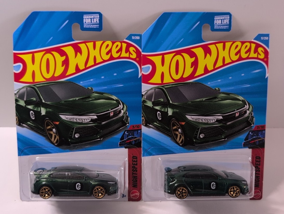 Hot Wheels 2026 F Case 2018 Honda Civic Type R #3/10 Nightspeed Dark Green x 2