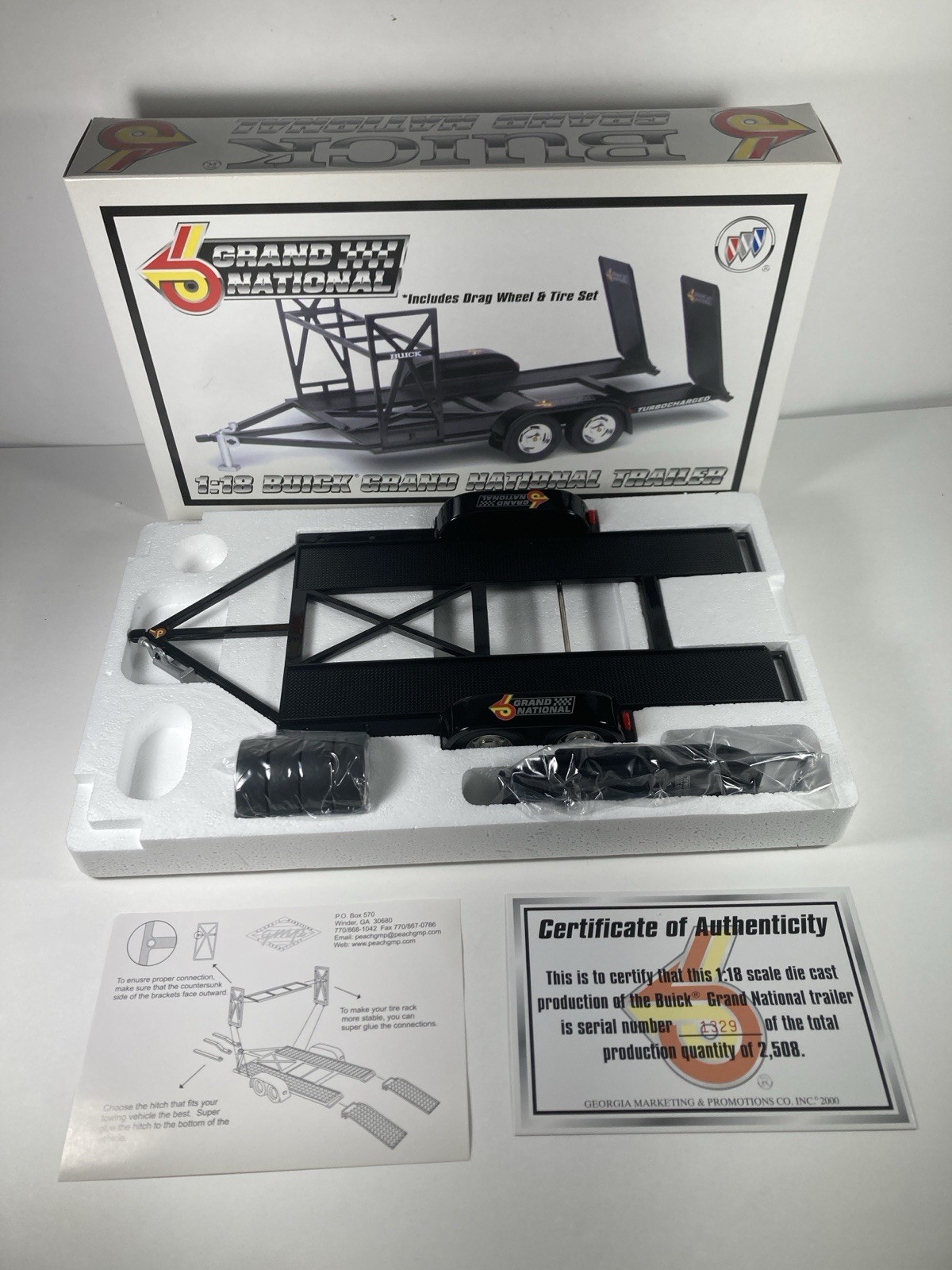 GMP 1/18 BUICK GRAND NATIONAL OPEN TRAILER w/DRAG WHEEL AND TIRE SET 2604 NIB