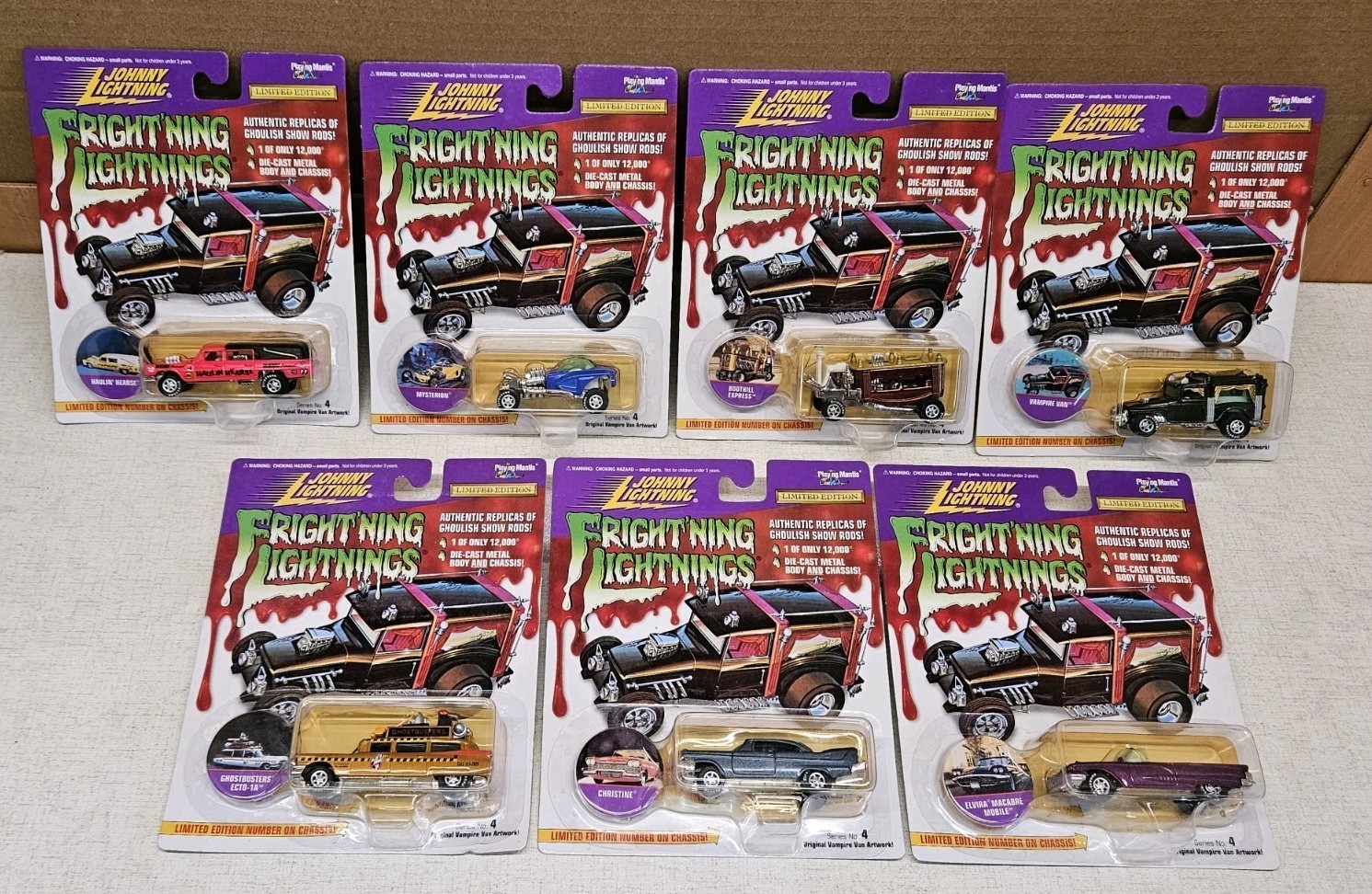 JOHNNY LIGHTNING 1997 Frightning Lightnings, Series 4 Complete Set Of 7 MONSTERS