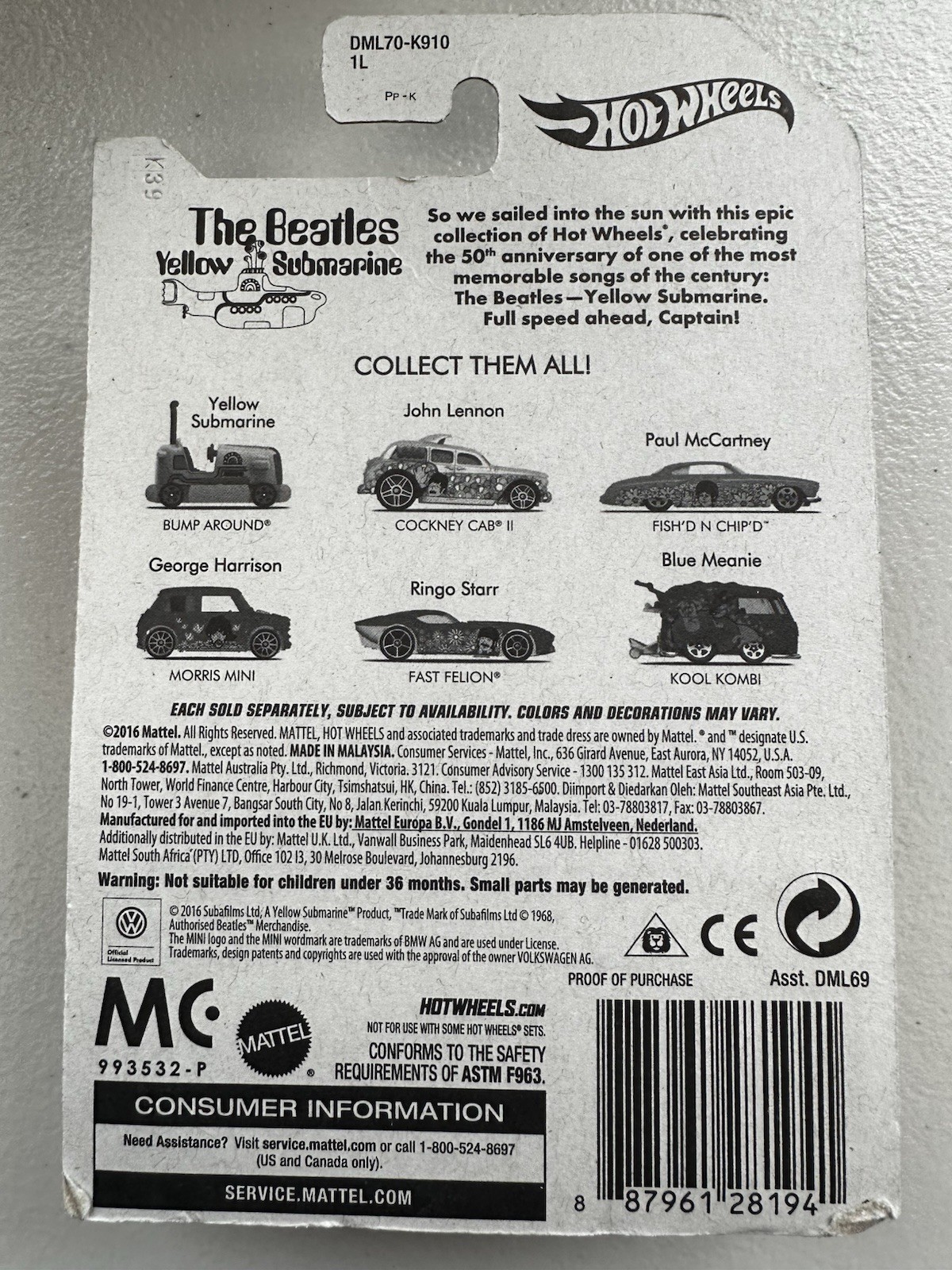 Hot Wheels The Beatles Yellow Submarine – Cockney Cab II (number 2/6 in the lot)