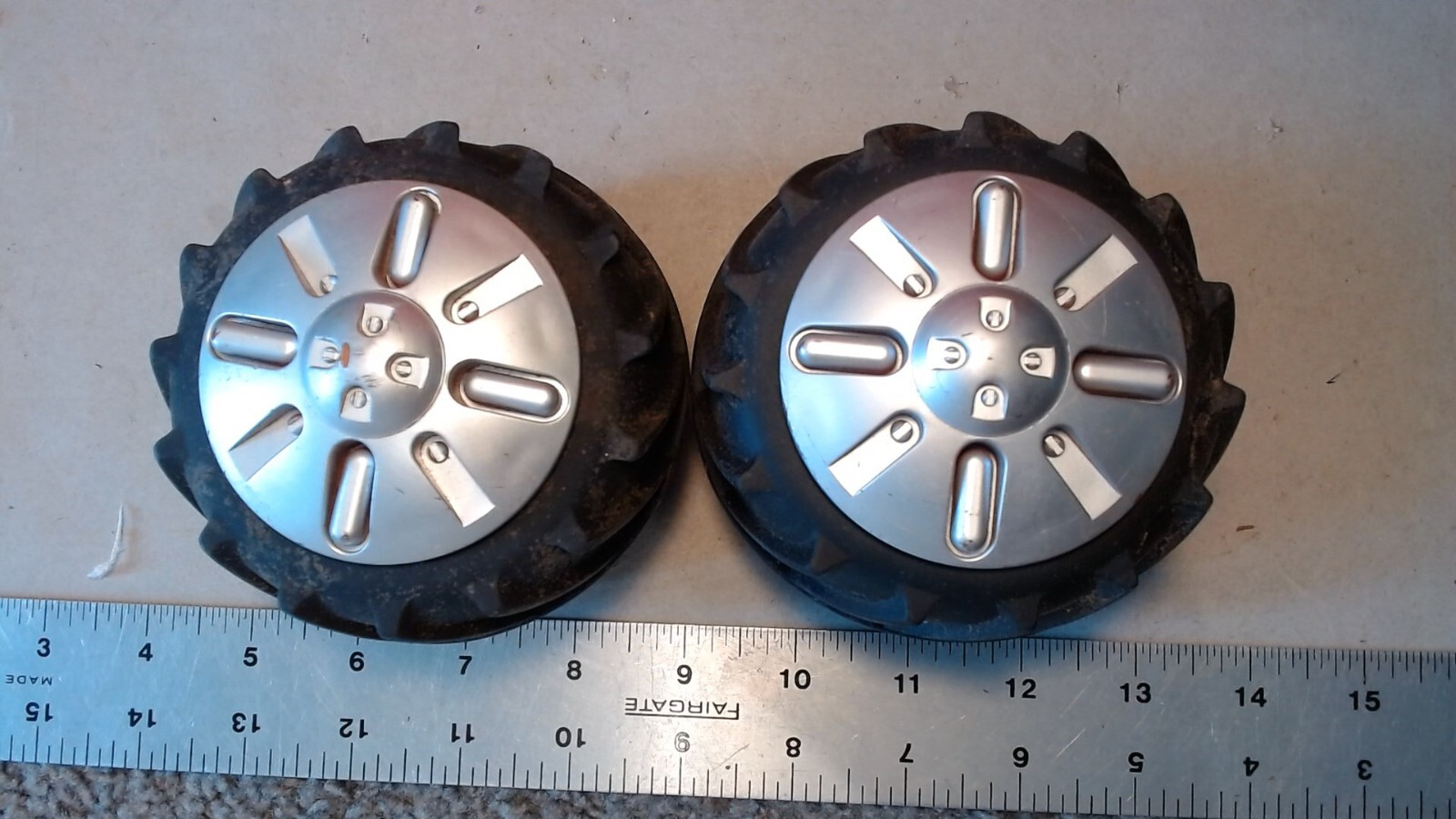 Pair of Rubber Tires with Plastic Rims – Wheels for Custom Build