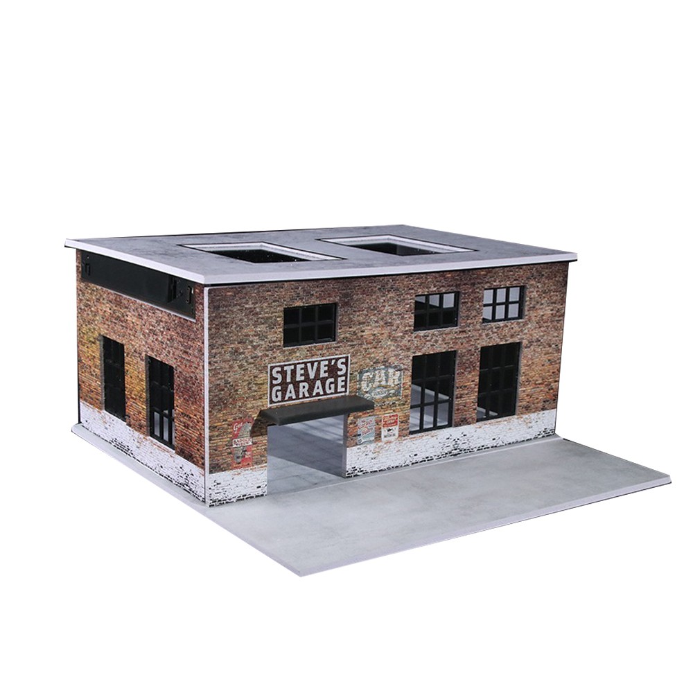 Diorama 1/64 Die-Cast Car Garage Model City LED Street Buildings Scene Gifts US