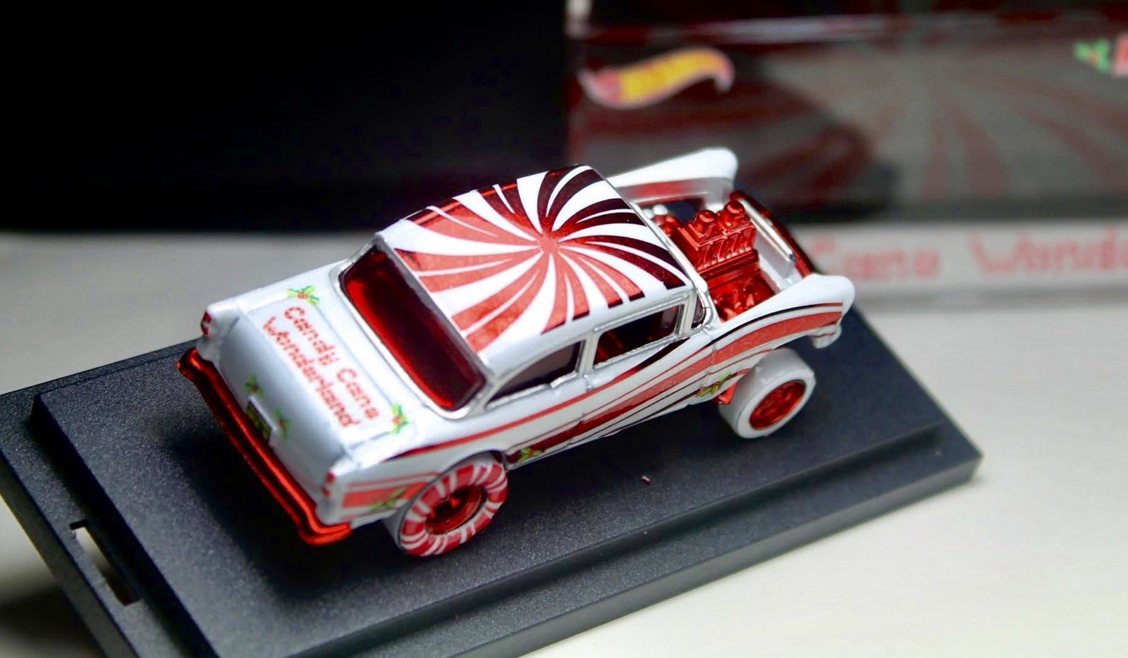 Hot Wheels 55 Chevy Bel Air Gasser White With Red Chrome Details CUSTOM Replica