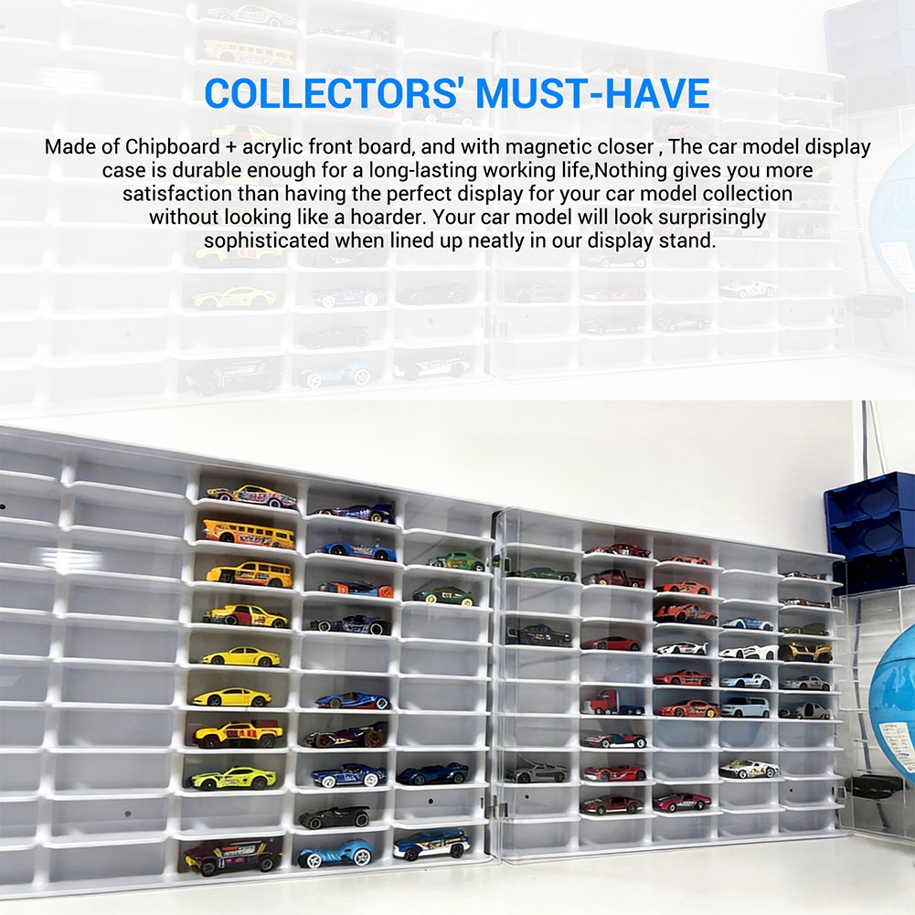 Wall Mounted Display Case Storage Cabinet Shelf For 1/64 Scale Diecast Model Car