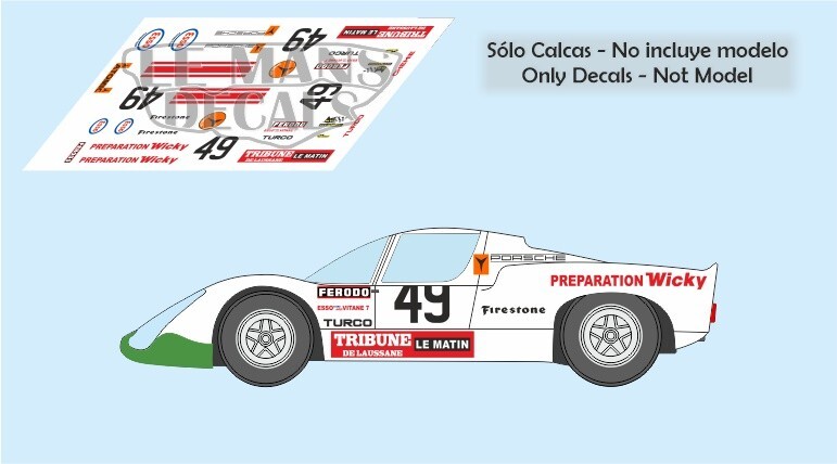 Decals Porsche 907 Le Mans 1971 49 1:32 1:43 1:24 1:18 64 87 slot decals