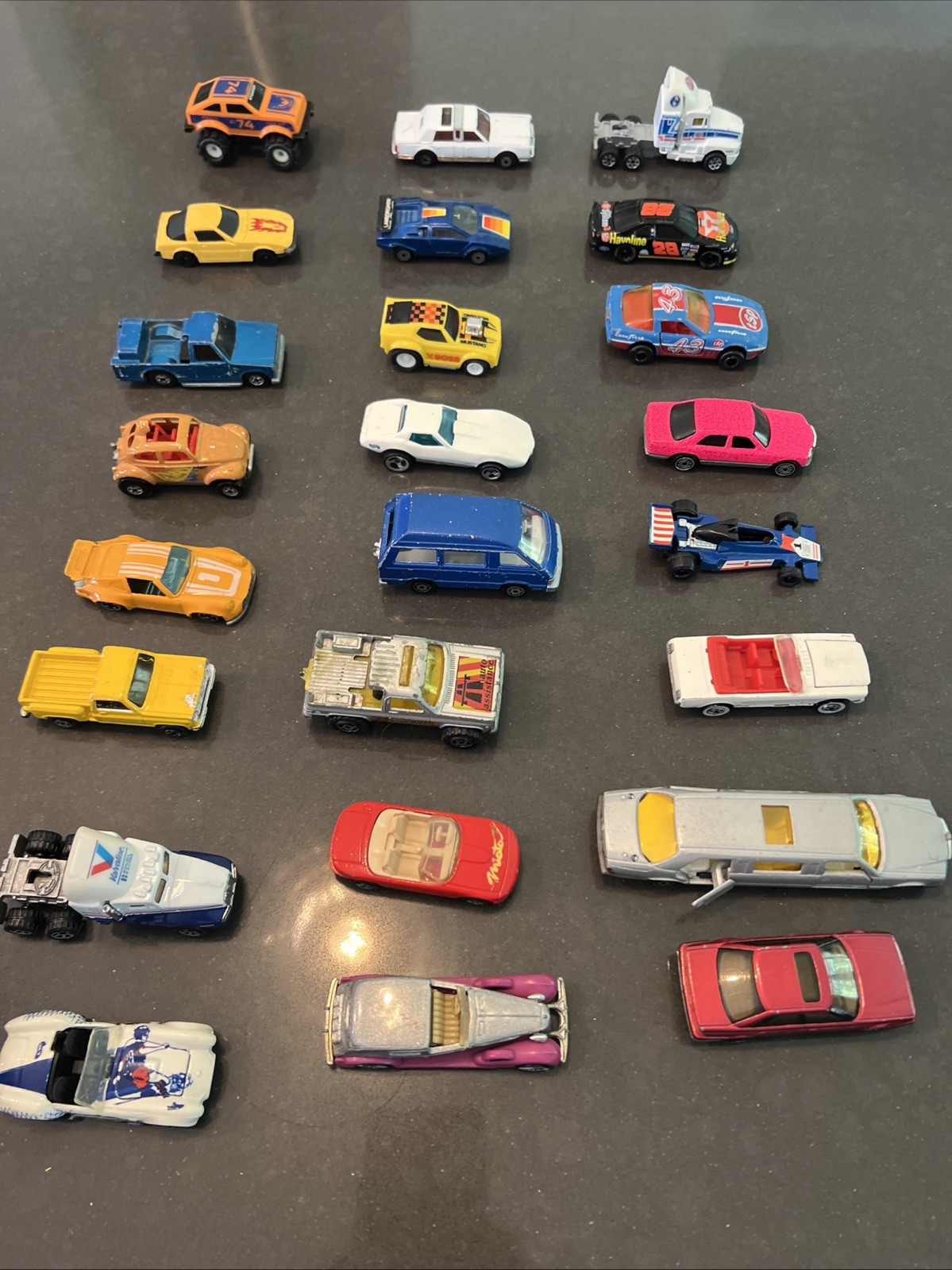 Lot Of 24 Diecast & Plastic Vintage Cars Trucks Mixed Brands See Description
