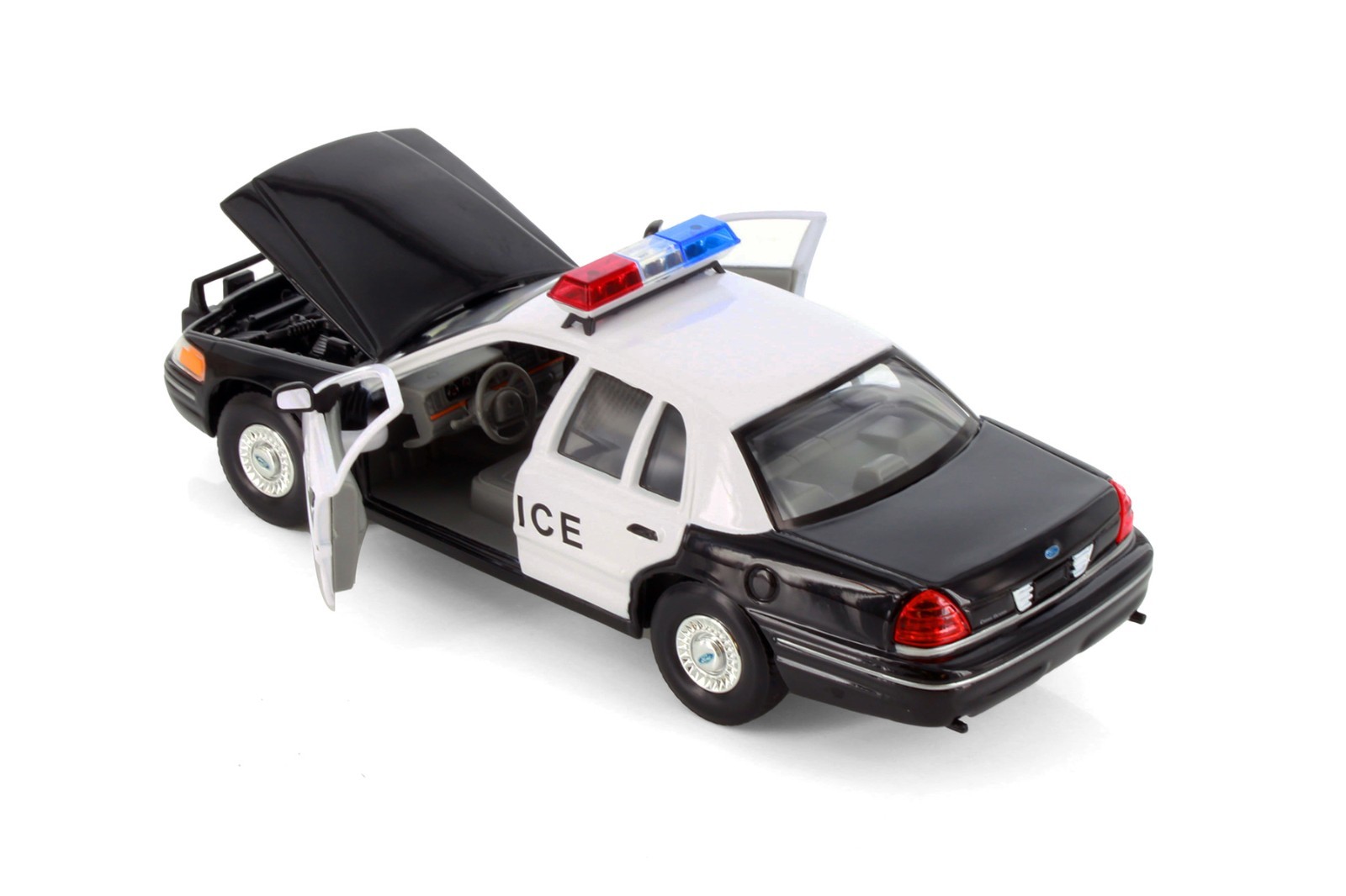 BOX OF 4 1999 FORD CROWN VICTORIA POLICE BLACK 1/24 DIECAST CAR 22082PR/4D