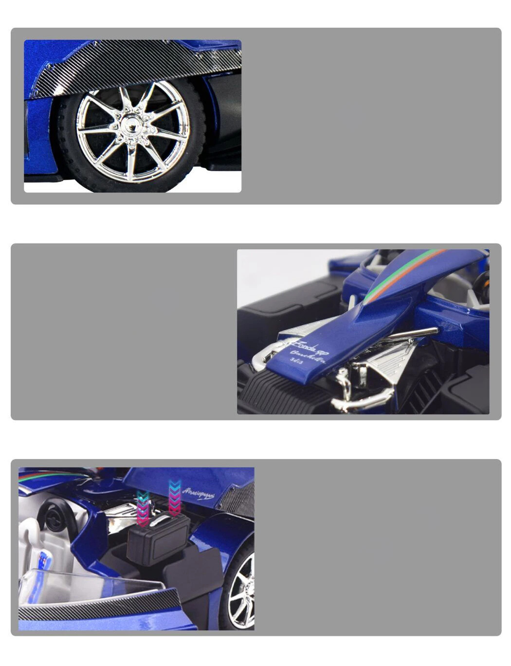 1:24 Pagani Zonda HP Barchetta Alloy Car Model Diecast Toy Vehicle Sound Light