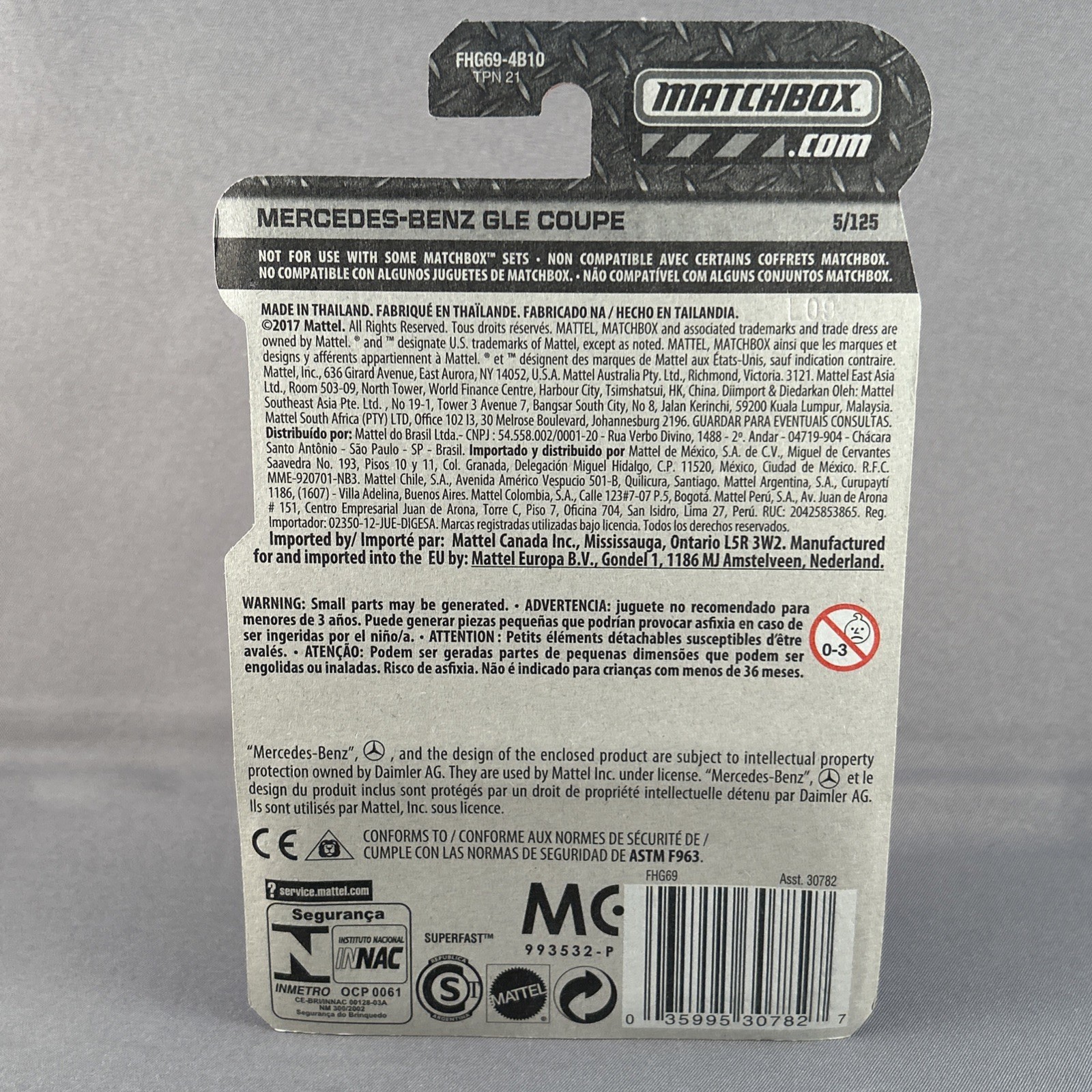 Matchbox 2018 Mercedes-Benz GLE Coupe Gray Mbx Road Trip 5/35
