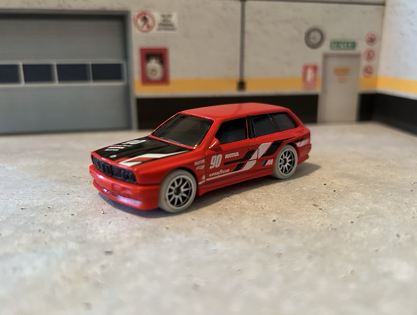Hot Wheels BMW M3 Wagon Red W/ White Real Riders Rubber Tires On Spokes