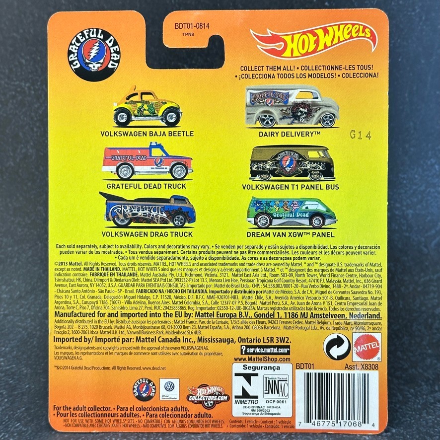 Grateful Dead VW Van / Volkswagen T1 Panel Bus Hot Wheels w/SpotCase Protector