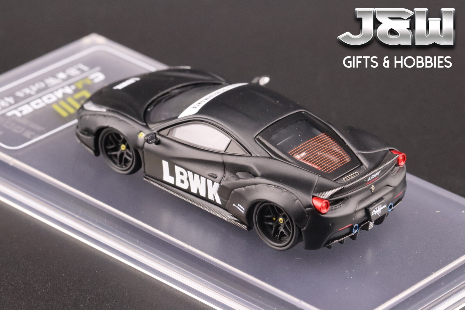 CM Model LBWK Liberty Walk 488 Widebody Matted Black with Carbon 1/64