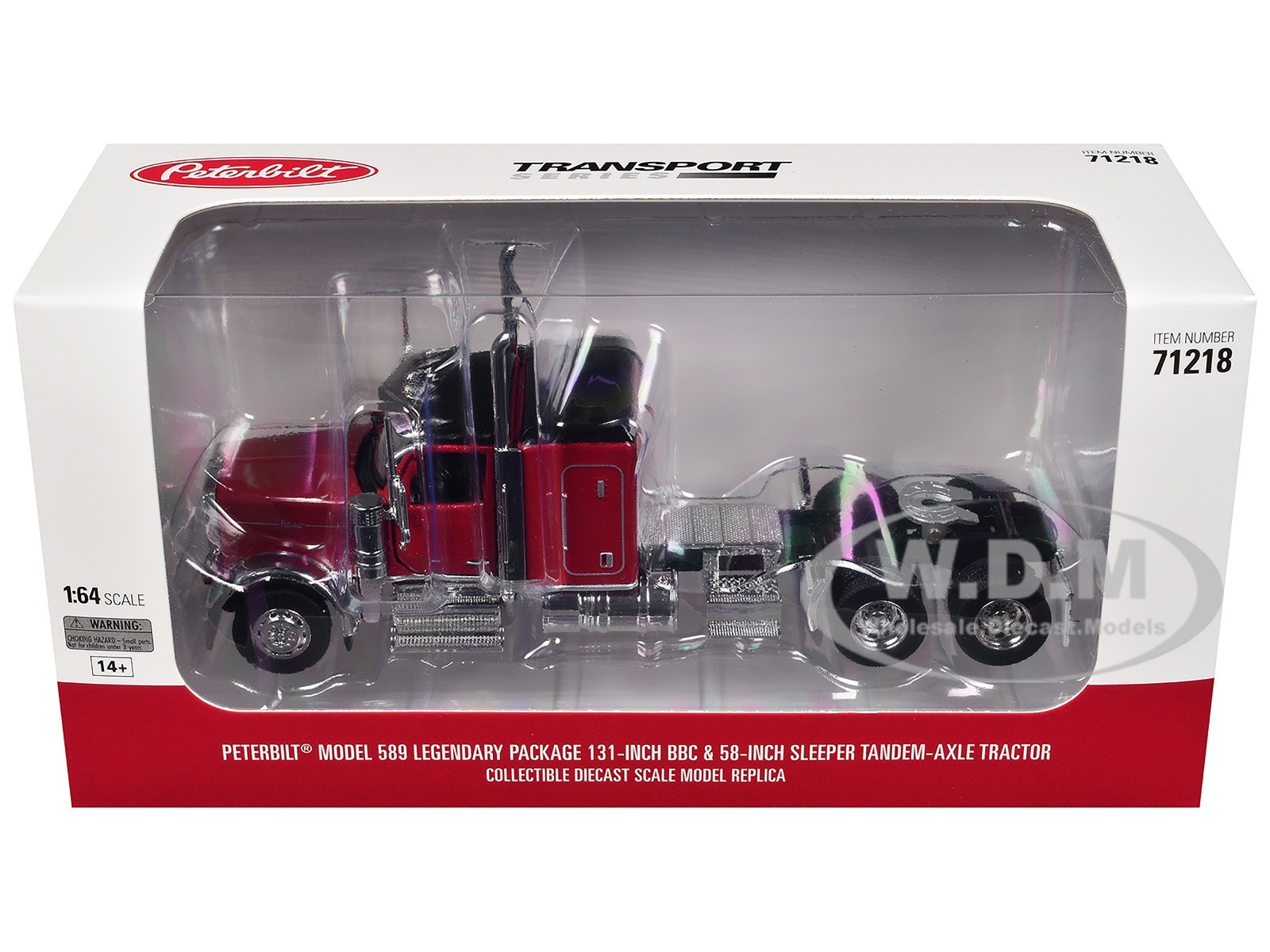 PETERBILT 589 TRUCK TRACTOR W/SLEEPER LEGENDARY RED 1/64 DIECAST MASTERS 71218
