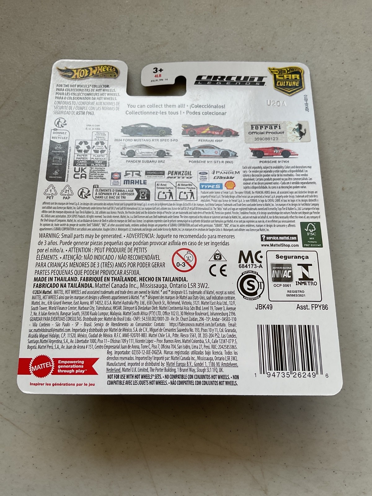2024 HOT WHEELS PREMIUM CIRCUIT LEGENDS FERRARI 499P 1/64 SCALE DIECAST