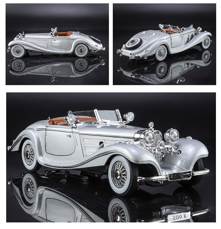 1:24 1936 Mercedes-Benz 500K Special Roadster Diecast Model Car Vintage Toy Gift